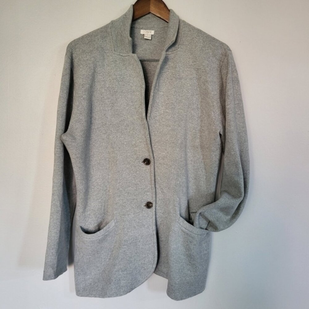 J.Crew Outlet Grey Knit Blazer Jacket Button Up XL
